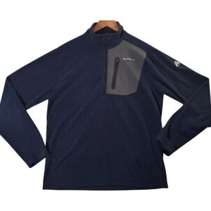 Eddie Bauer First Ascent 1/4 zip Pullover Men's Medium Fleece Blue Zip Pocket